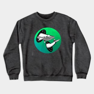 Surreal Whale- Green Crewneck Sweatshirt